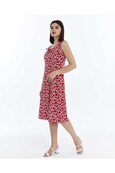 Nehir tekstil Women's Thick Strap Sleeveless Cupped Cotton Combed Cotton Plus Size Dress