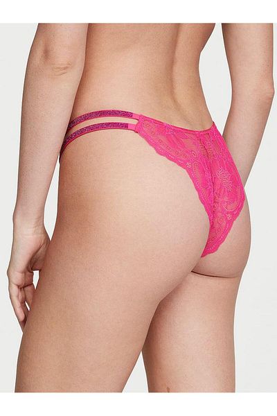 Victoria's Secret سراويل داخلية برازيلية لامعة بحزام مزدوج