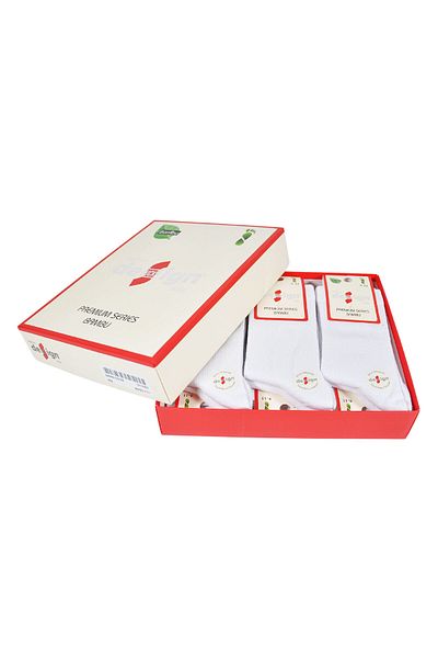 Design Socks Children's Bamboo White Socks (3 Pairs) - Patterned Socks
