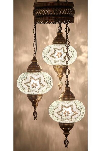 Cam Mozaik 3'lü Mozaik Avize