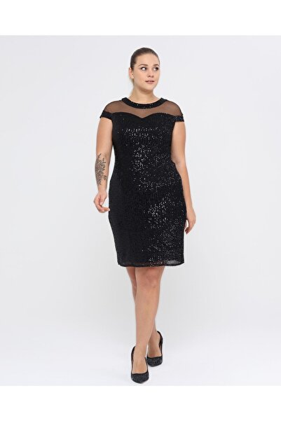 Asees Kadın Abiye Ve Mezuniyet Elbise Büyük Beden Şerit Detaylı Zarif Şık Zar...