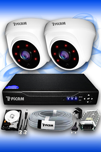 Picam 2 Kameralı Dome 2 Iç Kamera Set 250 Gb Hdd Full Hd Gece Görüşlü Güvenli...