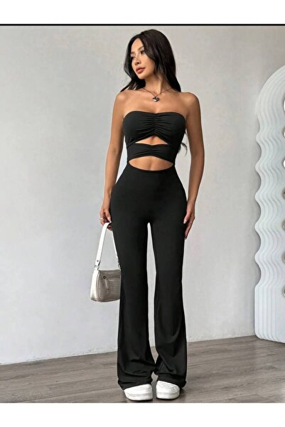 DESING HS Kadın Üstü Straplez Ortası Büzgülü Jumpsuıt Tulum ( Ürün Açıklaması...