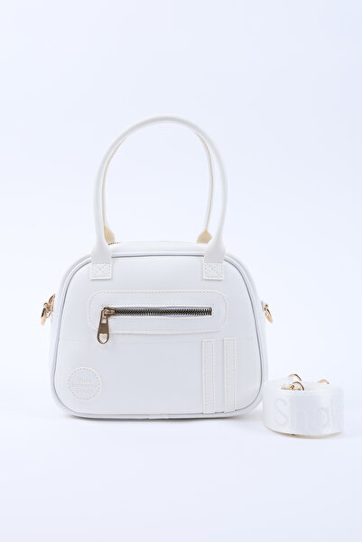 SHAKA Geantă de bowling albă Shk225 din piele artificială, cu două compartime...