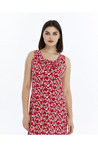 Nehir tekstil Women's Thick Strap Sleeveless Cupped Cotton Combed Cotton Plus Size Dress