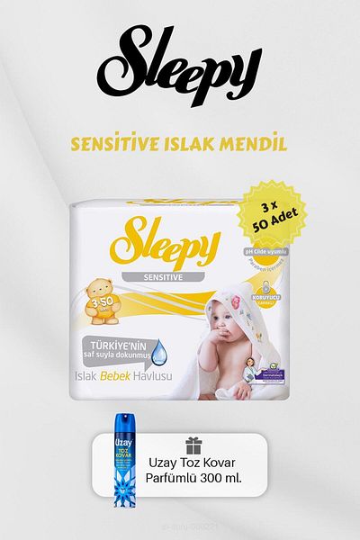 Sleepy 150 Sensitive Wet Wipes with Dust Repellent Gift
