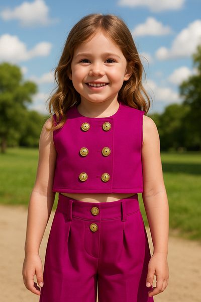 Hilal Akıncı Kids Button detailed vest and trousers