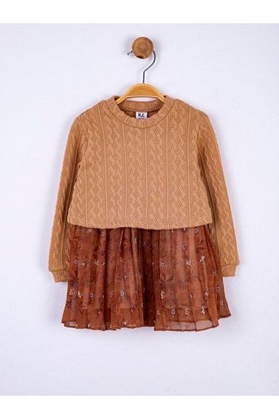 Zekids Girl's Skirt Pleated Knitwear Dress