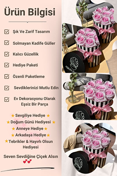 CAPSULE Sevgiliye Özel Hediye Gül Kutu Pembe Hediyelik Çiçek Doğum Günü Sepeti Kız Arkadaşa Eşe Sevgili