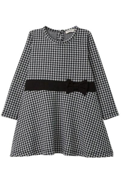 Zekids Girl's Houndstooth Patterned Bow Dress