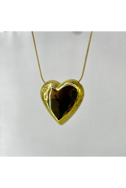 FM Bijuteri Women's Steel Necklace Shiny Heart
