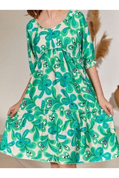 Zekids Rochie de vară elegantă cu model pentru fete, cu talie elastică