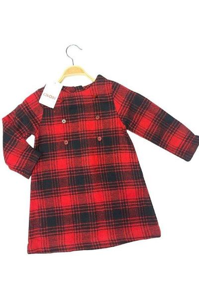 Çikoby Girl's Checkered Buttoned Dress