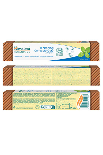 Himalaya Since 1930 Beyazlatıcı Komple Bakım Diş Macunu 75ml | Ecocert Cosmos Sertifikalı | Organik Aktif, Nane Aromalı