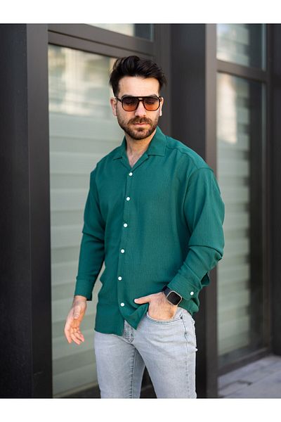 Gameyal Men's Relaxed Fit Loose Linen Oversize Aerobin Shirt