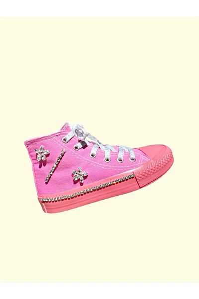 archiepet Pink Sole Shiny Stone Girls Printed Sneakers