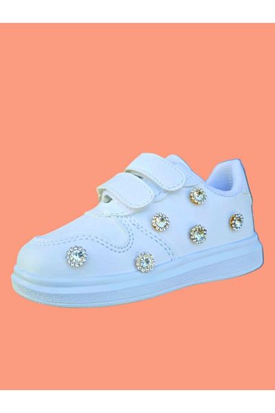 archiepet Flower Pattern Shiny Crystal Stone Girls Sneakers
