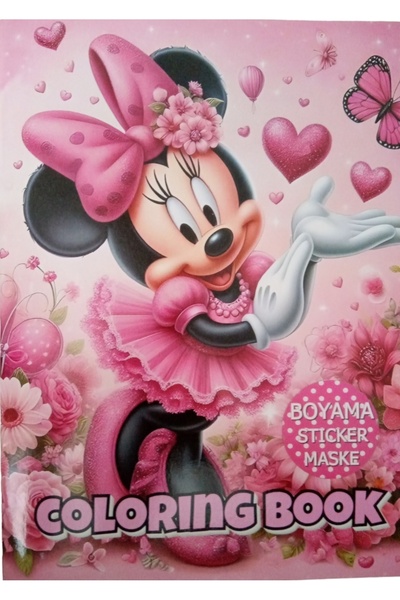 booddie Boyama Kitabı Stickerlı Kız Fare Model Minnie Mouse Arka Kapak Kesile...