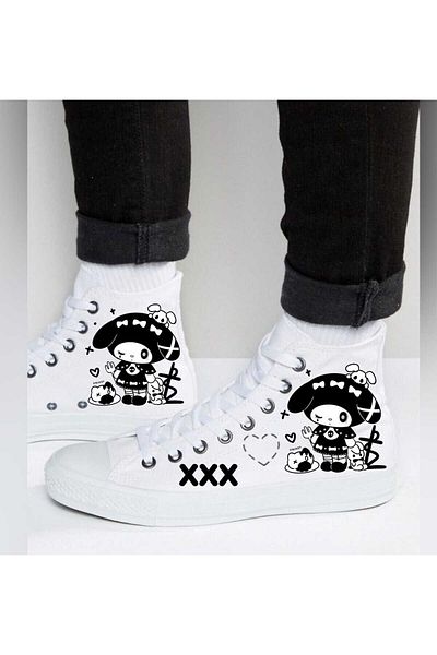 archiepet Pantofi Converse albi pentru fete - Pirat cu design drăguț și special