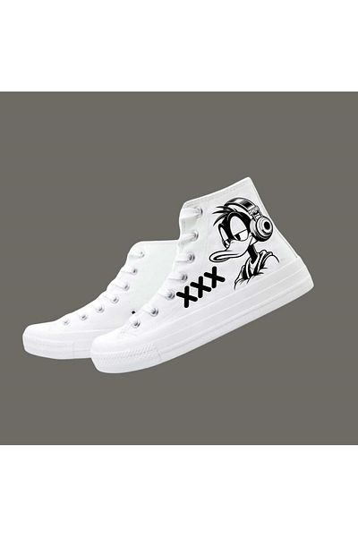 archiepet pantofi sport pentru fete albe cu imprimeu Donald Duck