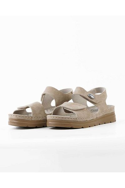 DR KLOMPA Women's Daily Sandals Ms1277 Beige Mikanos Velcro Adjustable Orthopedic Summer Sandals