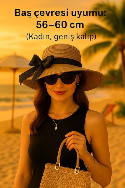 Avantaj Kapıda ®   Pălărie de vară de paie pentru femei – Modele cu boruri largi, fundă, design special