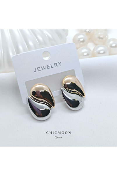 CHICMOON STORE أقراط متدلية مزدوجة اللون