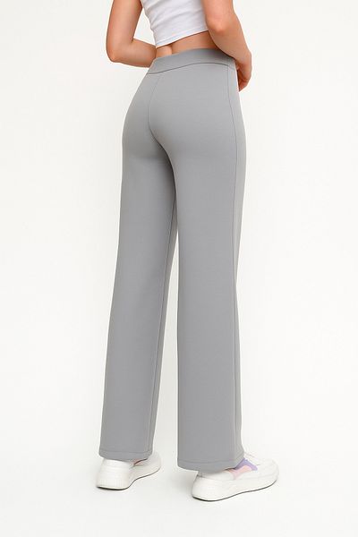 ASTRAC Modal Containing Women's High Waist Loose Wide Leg-Front Ribbed Grass Gray Pants (New)