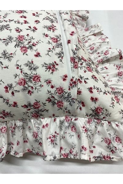 LILYUM 100% Cotton Ruffled Floral Patterned Pillow Case 50X70 cm (1 Piece)