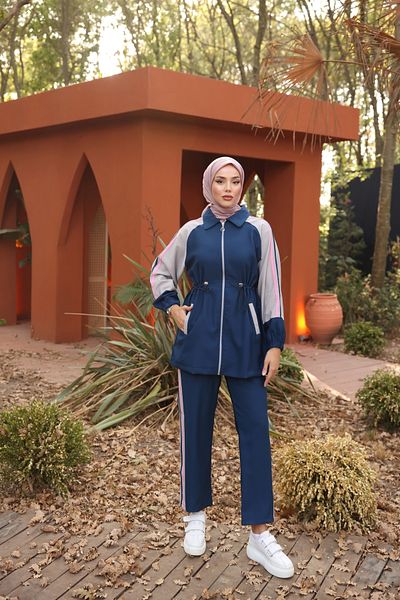 MİMİ Luxury Wear Γυναικείο Σετ Φούτερ Hijab Παντελόνι με φερμουάρ