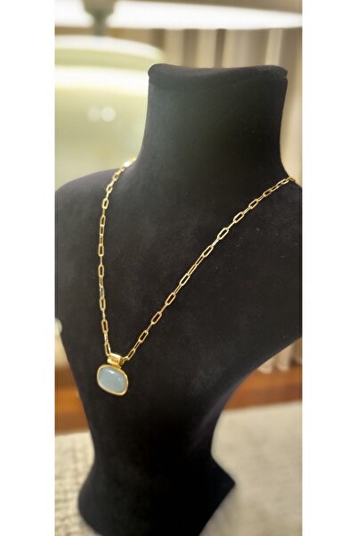 AKSESUARIM قلادة فولاذية أنيقة ومزينة بسلسلة مرصعة بالكريستال