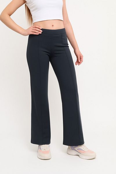ASTRAC Modal Containing Women's High Waist Loose Wide Leg-Front Ribbed Smoked Pants (New)