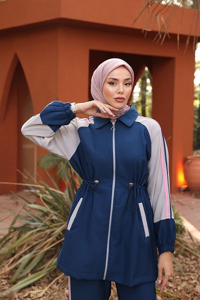 MİMİ Luxury Wear Γυναικείο Σετ Φούτερ Hijab Παντελόνι με φερμουάρ