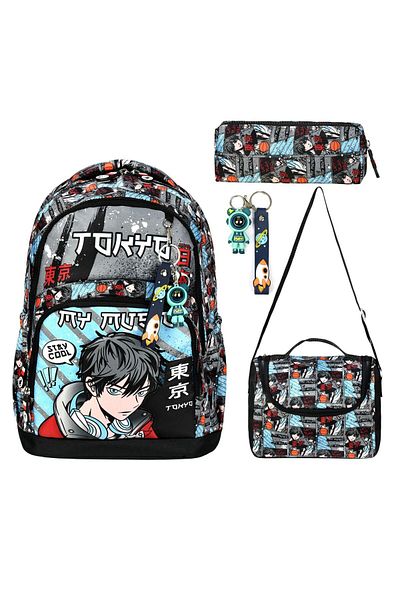 Bodmar Çanta Since 2023 Tokyo Character Anime Boy Elementary School School Bag Set (Bag Thermal Lunch Pen Holder)