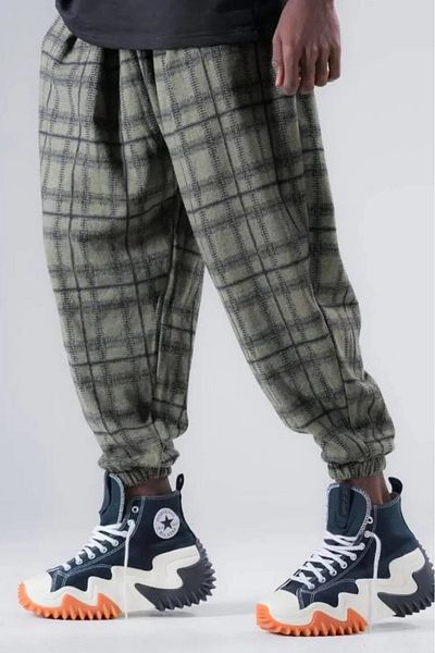 Superbluemexico Ανδρικό παντελόνι με μοτίβο Khaki Jogger Shalwar