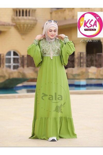 Generies Embroidered linen jalabiya with an elegant and modern design, sizes from 55 to 110 kg