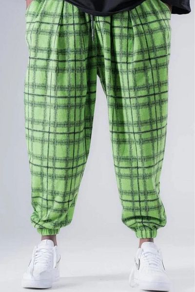 Superbluemexico Men's Patterned Green Jogger Baggy Trousers