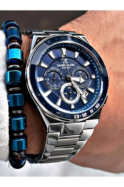 Daniel Klein Brand Silver Color Men's Wristwatch - Bracelet Gift