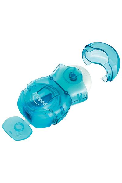 Maped Eraser Blue - Pencil Sharpener with Transparent Chamber and Lid