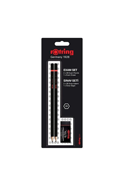 Rotring 2B Sınav Kurşun Kalemi Seti, 2 adet Sınav kurşun kalemi + Sınav silgi...