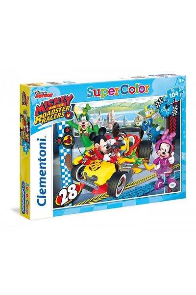CLEMENTONI Children's Puzzles for Ages 5 and Above Series 104 Piece Mickey and the Roadster Racers Puzzle