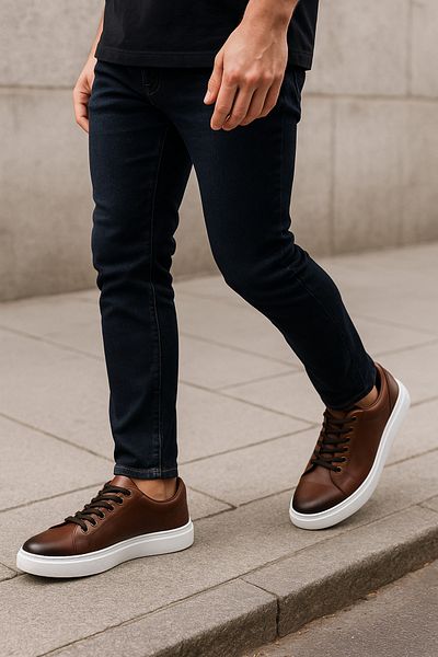 Growish Gr0310 Genuine Custom Made Floter Leather High Eva Sole Brown Sneakers Men's Shoes