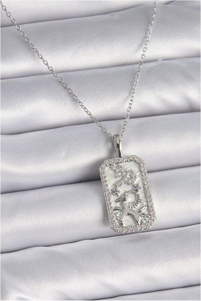 Skygo 316L Silver Color Women's Necklace with Zirconia - Tj-Bko9449