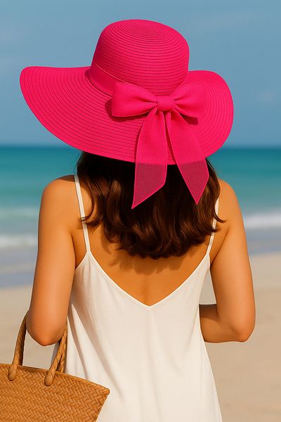 Avantaj Kapıda Heart Wide Brim Foldable Summer Women's Beach Casual Hat |   Bow |   Sunscreen