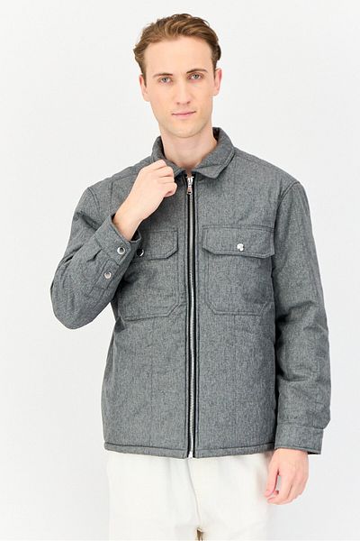 CELIO Men Heather Long Sleeve Puffer Jacket, Grey