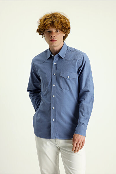 Kiğılı Βαμβακερό Slim Fit μακρυμάνικο αθλητικό πουκάμισο