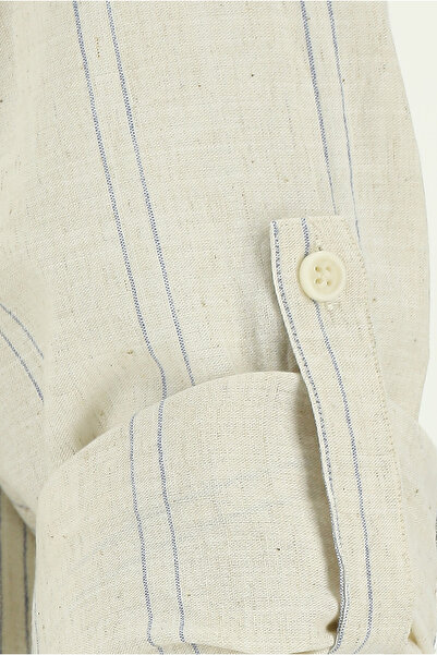 Abdullah Kiğılı Αθλητικό λινό πουκάμισο με μακρυμάνικο γιακά κανονική εφαρμογή