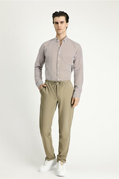 Kiğılı Μακρυμάνικο πουκάμισο με λεπτή εφαρμογή με στάμπα βαμβακερό γιακά με κουμπιά