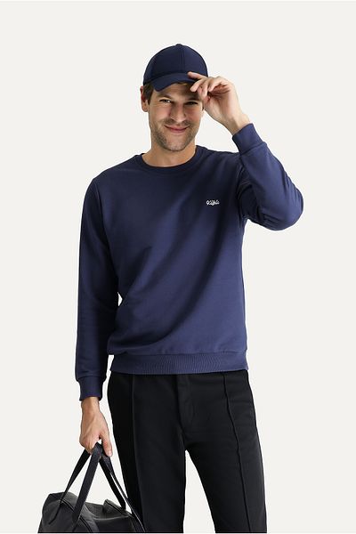 Kiğılı Crew Neck Regular Fit Embroidered Cotton Sweatshirt