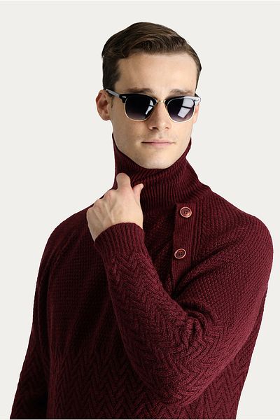 Kiğılı Turtleneck Slim Fit Slim Fit Patterned Wool Knitwear Sweater